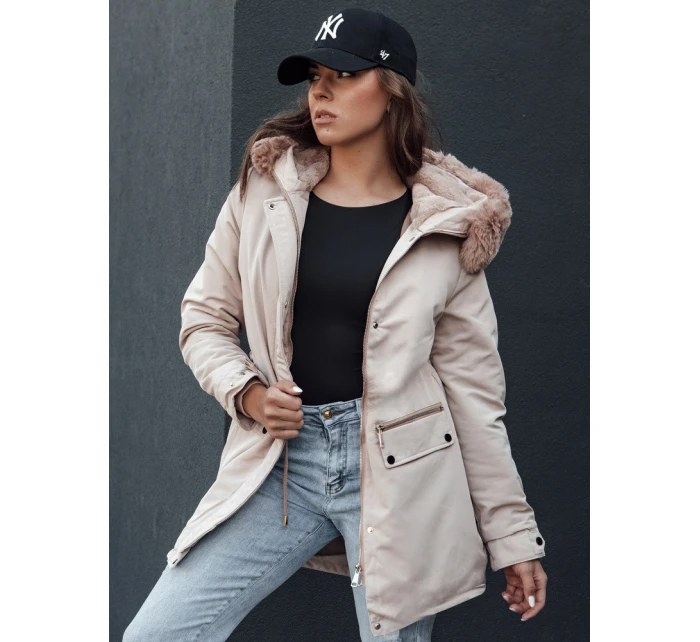 Dámská zimní bunda parka s kapucí SNOWFALL béžová FashionStreet TY4490