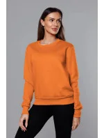Světle oranžová dámská tepláková mikina se stahovacími lemy model 17038507 - J.STYLE Světle oranžová dámská tepláková mikina se stahovacími lemy model 17038507 - J.STYLE