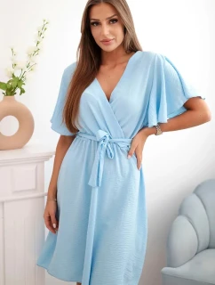 Šaty s vrstveným výstřihem modrý