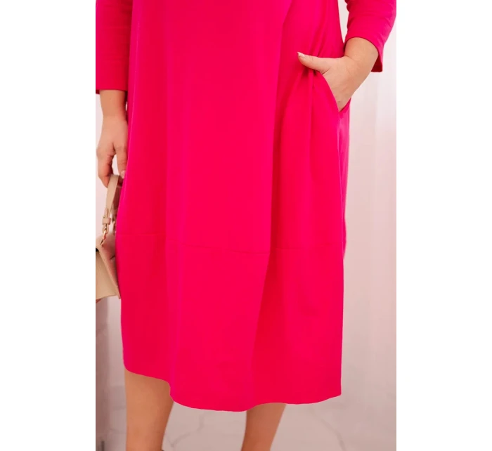 Dámská bavlněná sukýnka Plus Size s ohrnutým rukávem a kapsami fuchsie Dámská bavlněná sukýnka Plus Size s ohrnutým rukávem a kapsami fuchsie