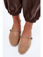 Baleríny s Páskem Eko Semišové Béžové Felora