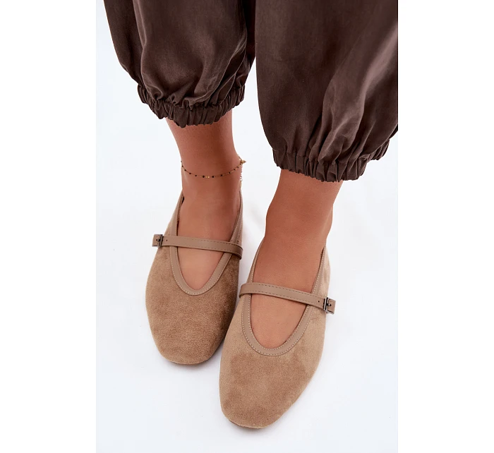 Baleríny s Páskem Eko Semišové Béžové Felora