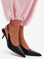 Dámské sandály z umělé kůže na podpatku Černé Jelissey