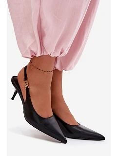 Dámské sandály z umělé kůže na podpatku Černé model 22102984 - Boto