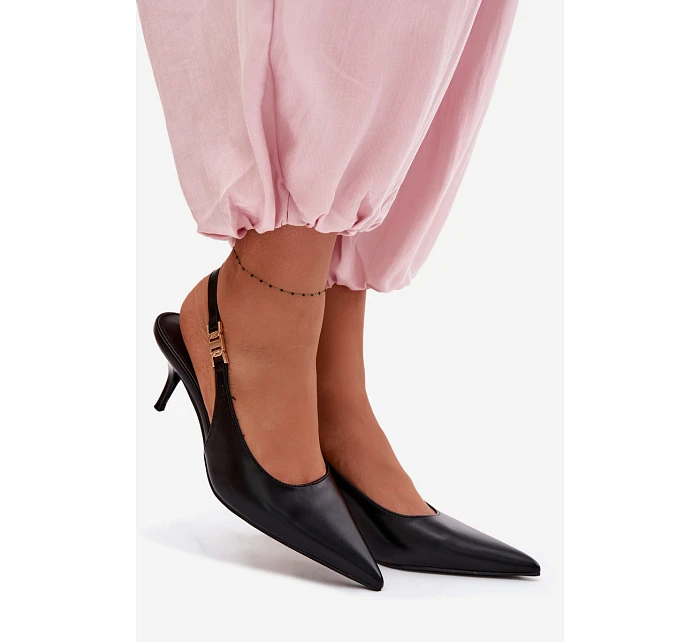 Dámské sandály z umělé kůže na podpatku Černé model 22102984 - Boto