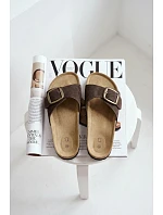 Kožené dámské pantofle s přezkou Čokoládové model 22107639 - Boto Kožené dámské pantofle s přezkou Čokoládové model 22107639 - Boto