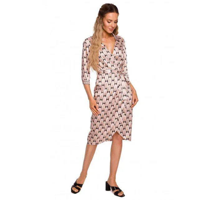 M668 Zavinovací šaty s potiskem - model 1 M668 Zavinovací šaty s potiskem - model 1