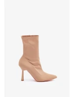 Materiálové Kotníkové Boty Na Jehlovém Podpatku Tmavě Béžové Amune Materiálové Kotníkové Boty Na Jehlovém Podpatku Tmavě Béžové Amune