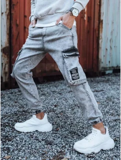 Pánské bojové džínové kalhoty světle šedé FashionStreet UX3309