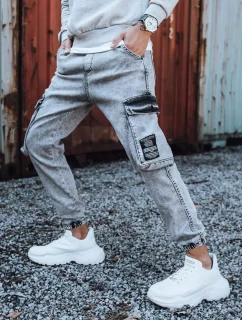 Pánské bojové džínové kalhoty světle šedé FashionStreet UX3309