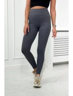 Pruhované legíny v grafitové barvě