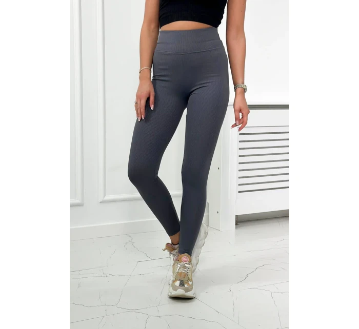 Pruhované legíny v grafitové barvě