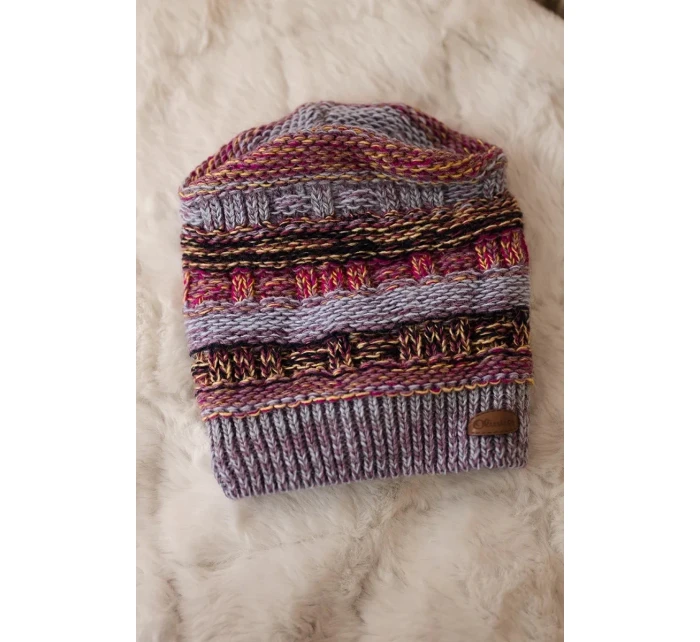 Čepice s fleecem Patrycja K254 fialová+šedá Čepice s fleecem Patrycja K254 fialová+šedá