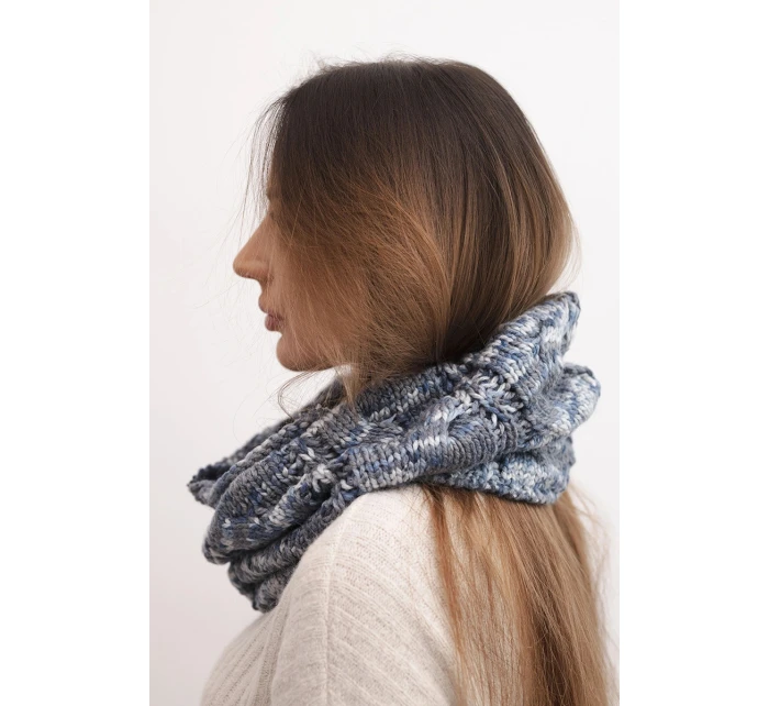 Komin dámský vlněný měkký melírovaný zimní šátek KN25 šedý+jeansový Komin dámský vlněný měkký melírovaný zimní šátek KN25 šedý+jeansový