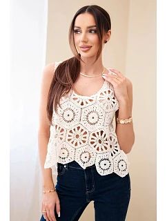 Dámská viskózová halenka bez rukávů s výstřihem do V džínová