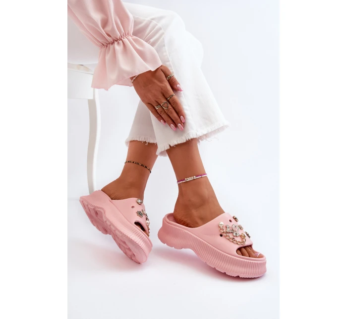 Dámské Pěnové Žabky S Ozdobami Růžové model 21653110 - Boto Dámské Pěnové Žabky S Ozdobami Růžové model 21653110 - Boto