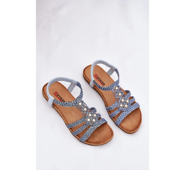 Dámské Ploché Sandály S Pásky Modré model 21693456 - Artiker Dámské Ploché Sandály S Pásky Modré model 21693456 - Artiker