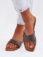 Dámské ploché nazouváky se štrasem Černé Zinnia