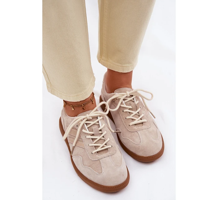 Dámské kožené semišové tenisky nízké béžové model 22100202 - Boto Dámské kožené semišové tenisky nízké béžové model 22100202 - Boto