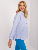Světle modrá a bílá dámská oversize košile s límečkem