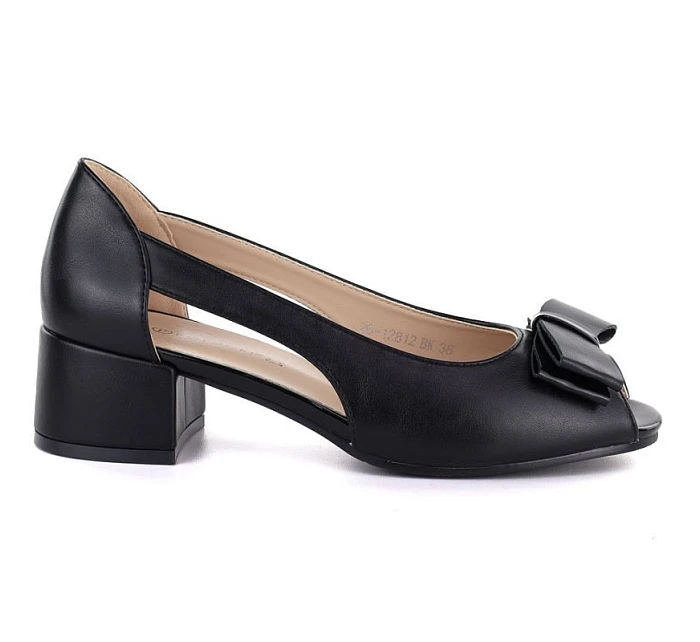 lodičky s otevřenou špičkou a mašlí černé Potocki model 22099435 lodičky s otevřenou špičkou a mašlí černé Potocki model 22099435