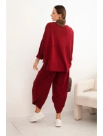 Komplet bavlněný mikina + kalhoty tmavě bordó