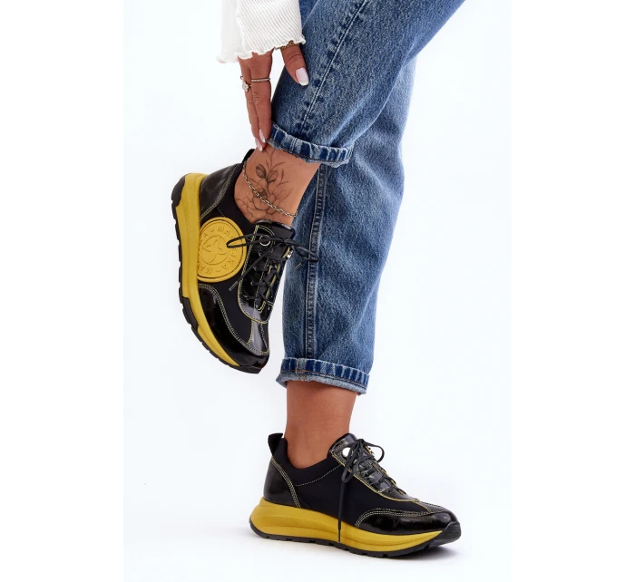 Dámské kožené sportovní boty Maciejka 06295-01 černá a žlutá