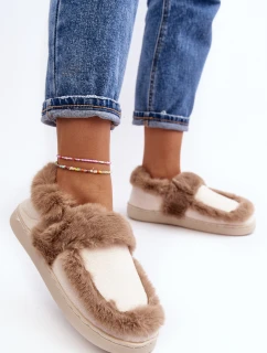 Dámské pantofle s kožešinou béžové model 21641327 - Boto