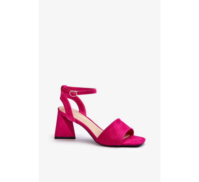 Dámské Sandály Na Podpatku Z Eko Semiše Fuchsie Vinceza 17328