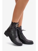 Kožené Botky Worker S Zlatým Na Černé model 21672963 - Zazoo