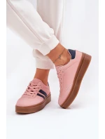 Dámské tenisky na platformě z eko kůže růžové model 21689173 - EVENTO