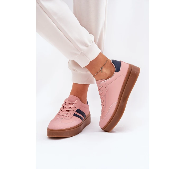 Dámské tenisky na platformě z eko kůže růžové model 21689173 - EVENTO