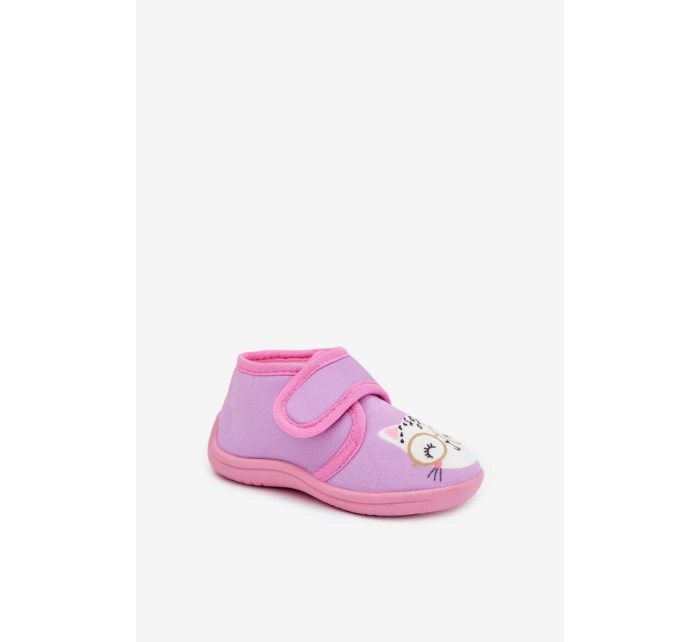 Dětské pantofle na suchý zip fialové Katline Dětské pantofle na suchý zip fialové Katline