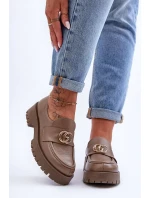 Dámské kožené polobotky s ozdobou tmavě béžové Rosefalls Dámské kožené polobotky s ozdobou tmavě béžové Rosefalls