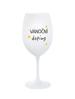 VÁNOČNÍ DOPING - bílá sklenice na víno 350 ml