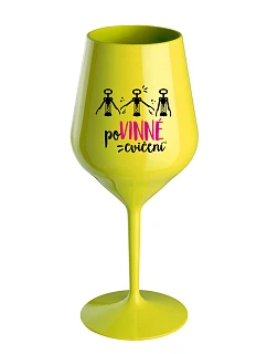 POVINNÉ CVIČENÍ - žlutá nerozbitná sklenice na víno 470 ml