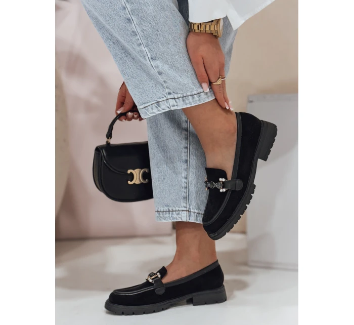 Dámské mokasíny s plochou podrážkou LOFINKA black FashionStreet ZY0798