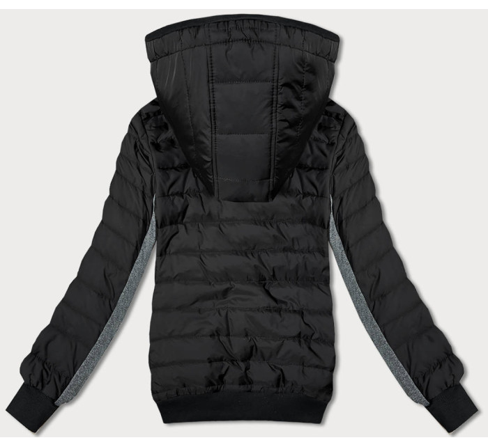 Černo-grafitová dámská bunda z různých spojených materiálů (8M916-392)