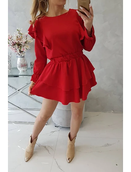 Šaty se model 18743853 volány červené - K-Fashion