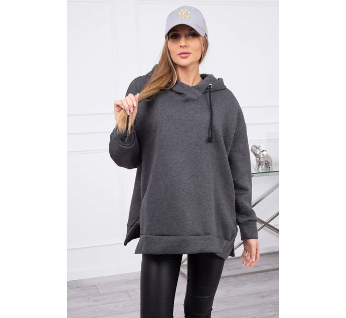 Zateplená mikina se zipem na boku grafitová