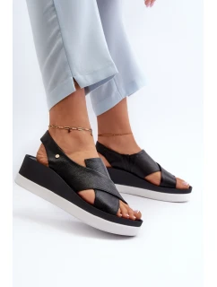 Zazoo 40256 Kožené sandály na klíně černé