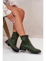 Dámské Botky Na Zip S Dekorativním Detalem Eko Semišové Zelené model 21668042 - Boto