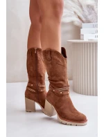 Dámské Kozačky Do  Na Podpatku Zateplené Camel model 21672457 - Boto