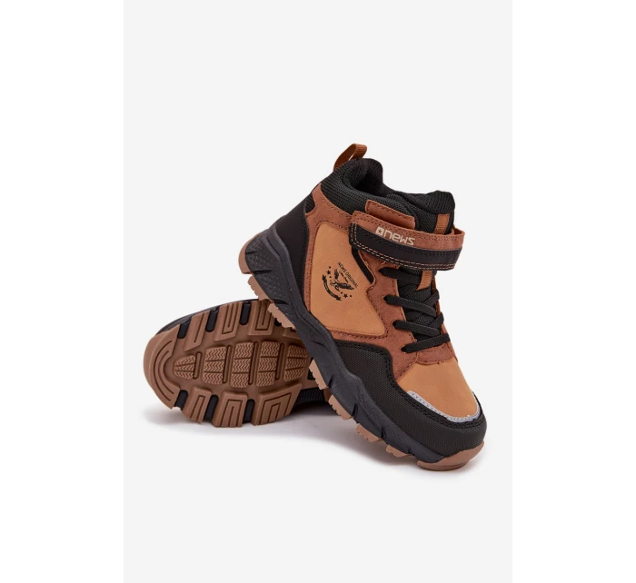 Zimní trekové boty pro děti na suchý zip zateplené camel Miravie