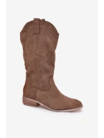 Kovbojky Na Nízkém Podpatku Z Eko Tmavě Béžové model 21747803 - Boto