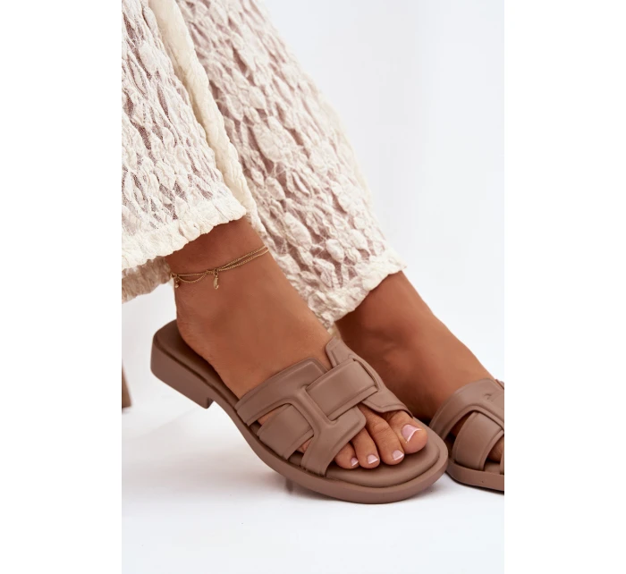 Dámské nazouváky na ploché podrážce tmavě béžové Lorania Dámské nazouváky na ploché podrážce tmavě béžové Lorania