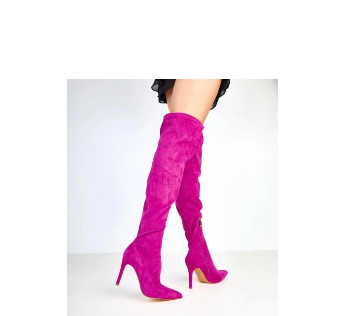 Dámské vysoké kozačky na jehlovém podpatku AX-123 Fuchsie - COMER Dámské vysoké kozačky na jehlovém podpatku AX-123 Fuchsie - COMER
