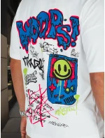 Pánské bílé tričko s potiskem FashionStreet RX5644 Pánské bílé tričko s potiskem FashionStreet RX5644