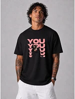 Koszulka męska oversize z napisem YOU bawełniana czarna model 22216208 - FashionStreet Koszulka męska oversize z napisem YOU bawełniana czarna model 22216208 - FashionStreet