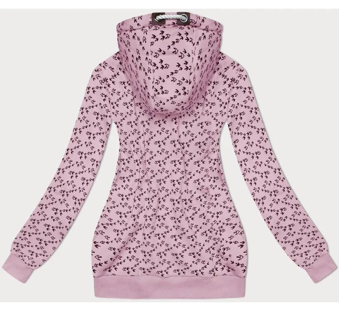 Růžová sportovní mikina s kapucí a se vzorem vlaštovek (2309) Růžová sportovní mikina s kapucí a se vzorem vlaštovek (2309)